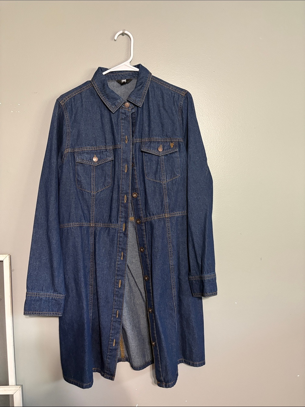 Frye Dark Blue Long Denim Shirt Jacket or Dress